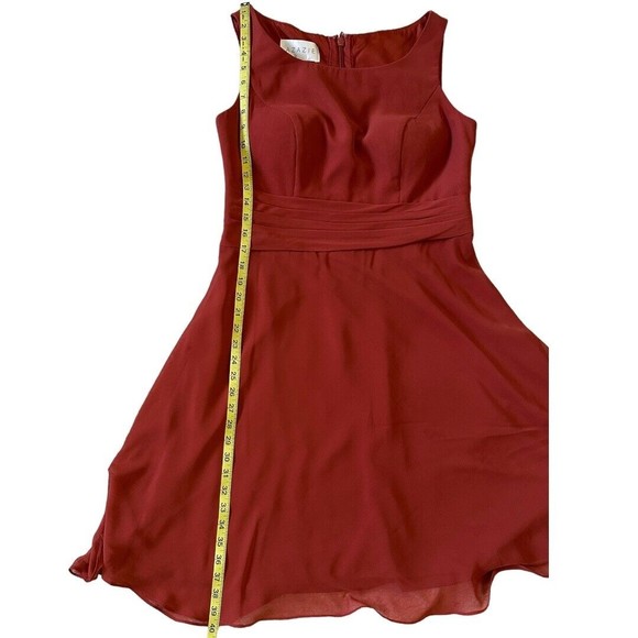 Azazie Rust Color knee length Chiffon Bridesmaid’s Sleeveless dress Custom Size - Picture 6 of 9